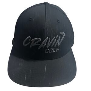 Cravin Golf Baseball Cap Hat Adjustable One Size O/S Snap Back Black Gray Mesh